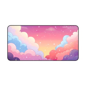 Cute Cloud Landscape Desk Mat, Cute Desk Accessory, Beautiful Mousepad, Cozy Desk Pad, Gifts, Calming Desk Mat, Anime Desk Mat