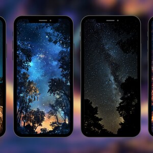 Night Sky Phone Wallpaper Pack: 8 Galaxy Backgrounds (Digital Download)