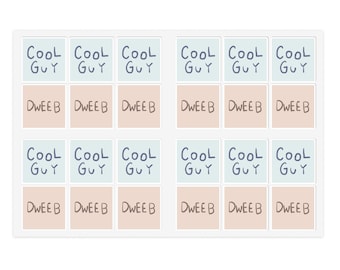 クールガイとドウィーブのステッカーシート、面白いテキストステッカー、カードウォーズ風、アドベンチャータイムのファンアート、ラップトップジャーナルステッカー、24枚入り