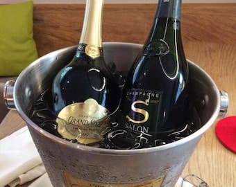 Cubo de hielo para champán LAURENT-PERRIER para 2 botellas o Magnum con asa de cuero