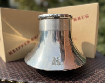 クリュッグ「クリッパー」ピューター製シャンパンアイスバケット – マリンデザイン、箱入り（ヴィンテージ）