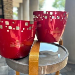 A pair of 2 massive PIPER champagne ice buckets – capable of chilling 12 standard bottles or 6 magnum bottles at once Piper-Heidsieck Reims