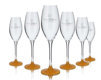 VEUVE CLICQUOT Champagne Glass Set with Iconic Yellow Bases