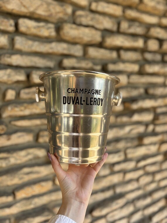 Seau à Champagne Duval Leroy – Anses Jaunes – Décor Fleuri – Vintage