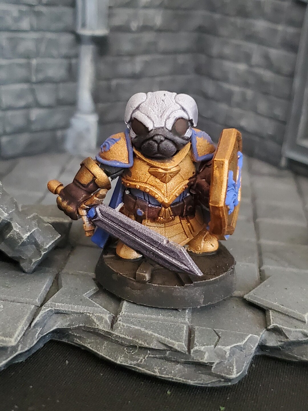 Rpg Pug Hand Painted Paladin Pug Miniature - 3D Printed Tabletop RPG - Etsy