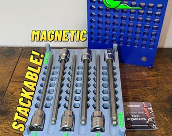 Stackable Magnetic Long Hex Bit Socket Organizer