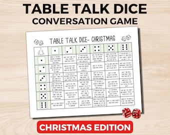 Christmas Table Talk Dice Game, Conversation Starter Game, Christmas Icebreaker Game, Christmas Party Game, Christmas Conversation Dice Game