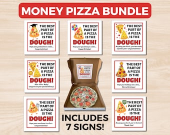 Printable Money Pizza Sign Bundle, Money Gift Ideas, Unique Money Gifts, Pizza Lover Gift, Cash Gift Ideas, Birthday Dough, Christmas Dough