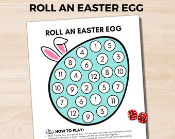 Roll an Easter Egg Dice Game, Easter Roll and Cover Dice Game, Easy Dice Games for Seniors, Addition Math Dice, Fun Dementia Dice Game