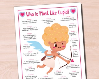 Who Is Most Like Cupid Game, Valentine's Day Party Game, Galentine's Party Game, Classroom Valentine's Day Party Game, Games for Seniors