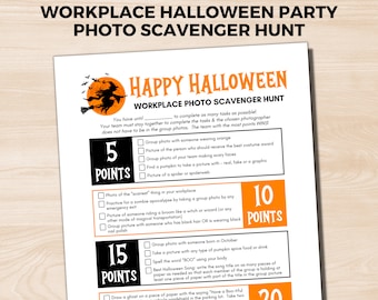 Halloween Workplace Photo Scavenger Hunt, Halloween Team Building Activity, Work Party Game, Icebreaker Staff Activity, Office Competition