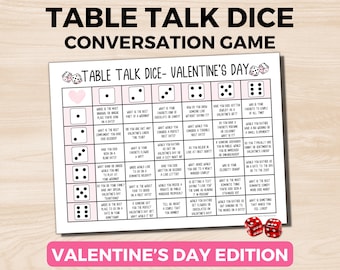 Valentine's Table Talk Dice Game, Conversation Starter Game, Galentine's Day Game, Valentine's Day Icebreaker Game, Valentine's Party Game