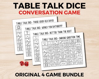 Table Talk Dice, Conversation Starter Game, Simple Icebreaker Game, Icebreaker Questions, Dice Party Game, Conversation Game for All Ages