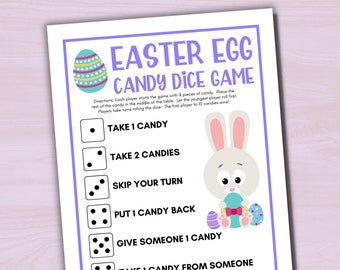 Easter Egg Candy Dice Game, Easter Party Game, Easter Egg Dice Game, Easter Activity for Kids, Kids Easter Brunch Game, Family Easter Game