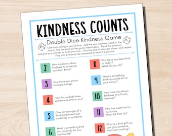 Kindness Counts Double Dice Kindness Game, World Kindness Day, Pink Shirt Day Game, Random Acts of Kindness Activity, Positive Mindset