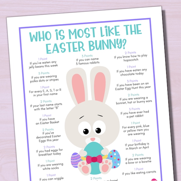 Who Is Most Like the Easter Bunny Game, Easter Egg Hunt Party Game, Easter Brunch Game, Workplace Easter Party Game, Easter Game for Seniors