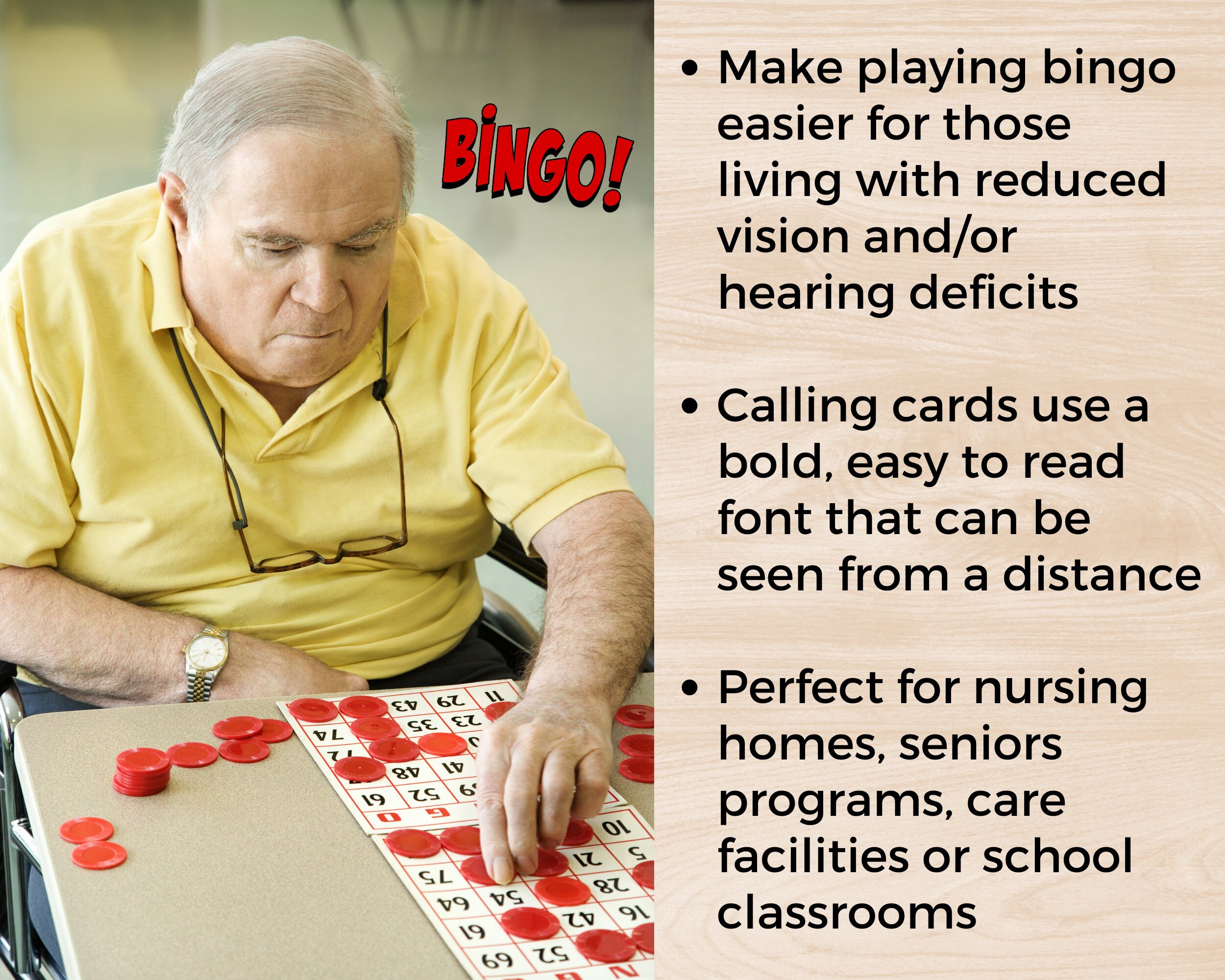 Large Print Bingo Calling Cards, Bingo Calling Cards for Seniors, Jumbo