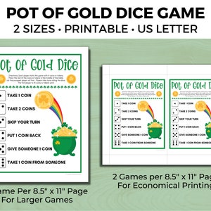 Pot of Gold Dice Game, St. Patrick's Day Party Game, St. Patrick's Day Activity for Kids, St. Patrick's Day Family Game, Seniors Dice Game image 3