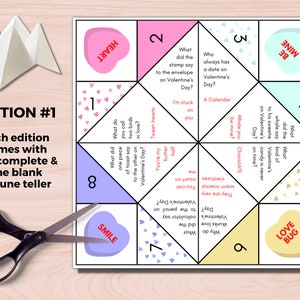 Valentines Day Cootie Catcher Bundle, Valentines Day Joke Tellers, Valentines Day Fortune Tellers, Non Candy Valentines Day Classroom Gift image 3