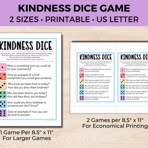 Kindness Dice Game, World Kindness Day, Pink Shirt Day Game, Random Acts of Kindness Activity, Dice Game for Kids, Positive Mindset image 3