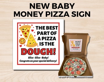 New Baby Money Gift, Baby Shower Gift, Printable Money Pizza Sign, Unique Baby Gift, Money Pizza Baby Gift, Fun Gift Idea for New Baby