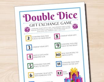 Double Dice Gift Exchange Dice Game, White Elephant Gift Exchange, Gift Swap, Gift Exchange Game, Pass the Present Game, Present Exchange