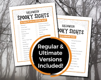 Spooky Sights Halloween Scavenger Hunt, Halloween Decorations Scavenger Hunt, Outdoor Family Halloween Activity, Teen Halloween Party Game