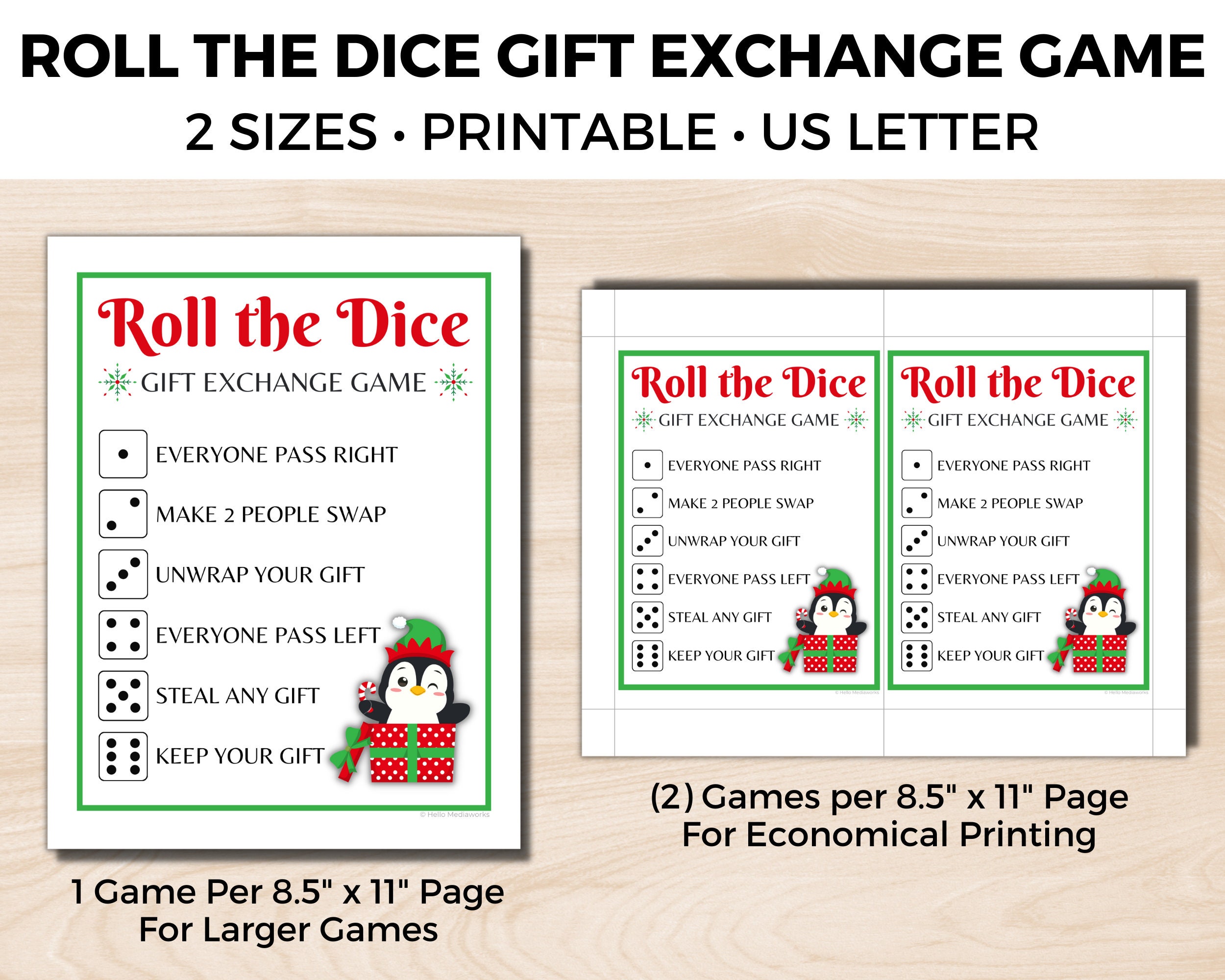 Printable Christmas Dice Game - Fun Gift Exchange for a Crowd! – The Savvy  Sparrow