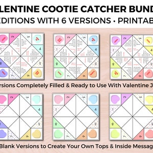 Valentines Day Cootie Catcher Bundle, Valentines Day Joke Tellers, Valentines Day Fortune Tellers, Non Candy Valentines Day Classroom Gift image 2