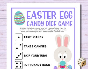 Easter Egg Candy Dice Game, Easter Party Activity, Easter Egg Dice Game, Easter Activity for Kids, Easter Party Game, Family Easter Game