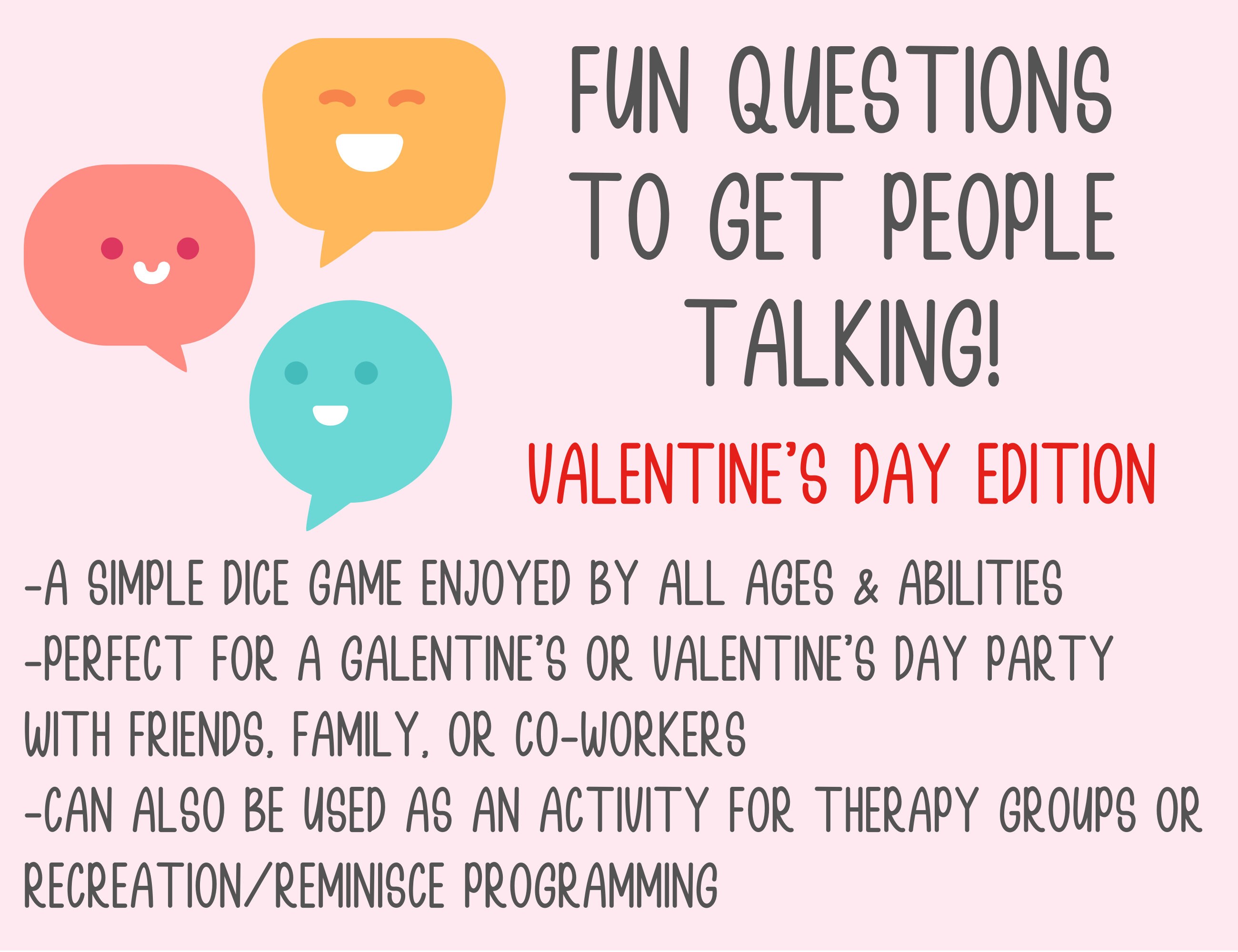 Valentine's Table Talk Dice Game Conversation Starter Etsy