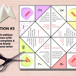 Valentines Day Cootie Catcher Bundle, Valentines Day Joke Tellers, Valentines Day Fortune Tellers, Non Candy Valentines Day Classroom Gift image 7