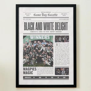 Newcastle United 2025 EFL Zwycięzcy, Mistrzowie, Gazeta na Pierwszej Stronie, Pamiątki, Piłka Nożna, Premier League