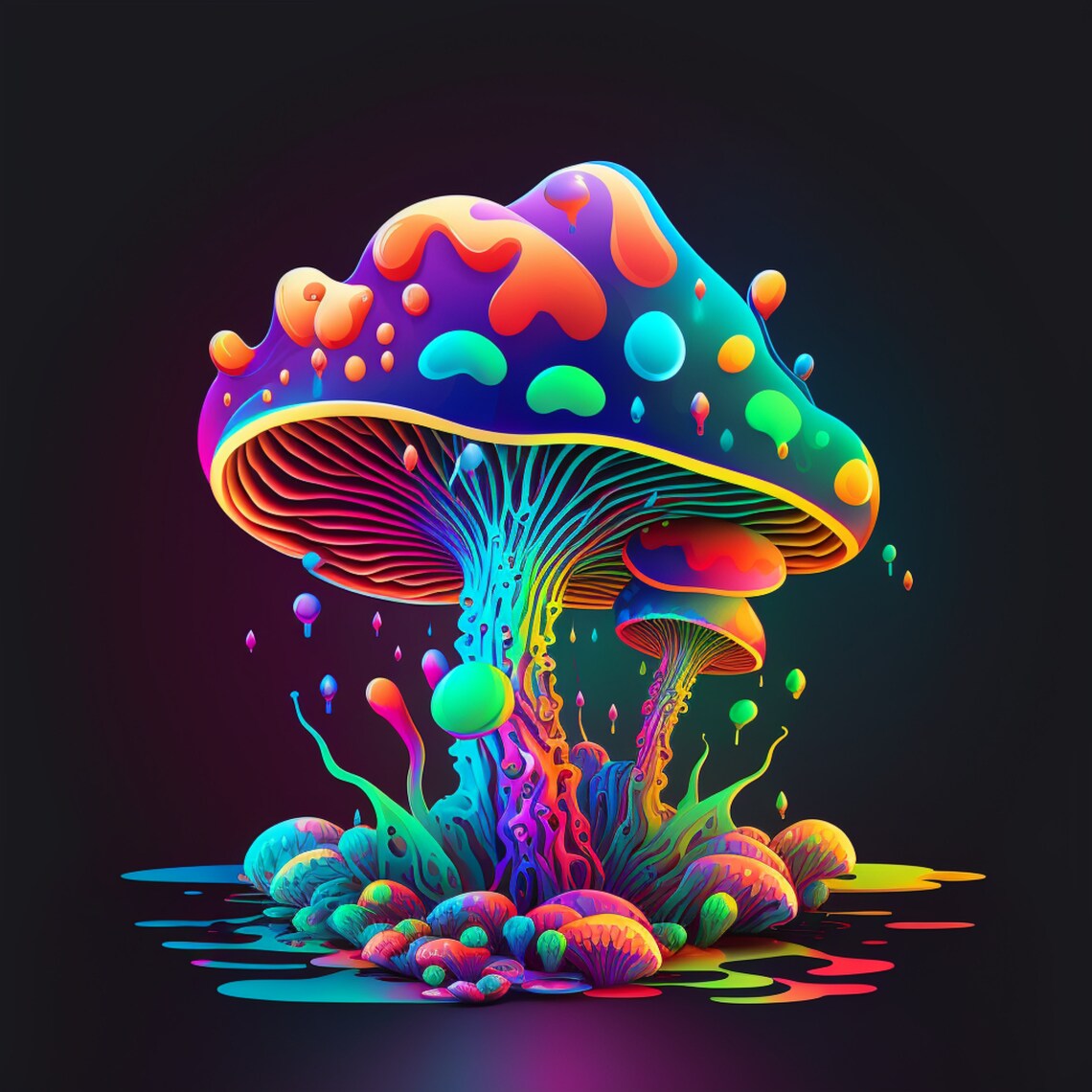Digital Trippy Mushroom Art - Etsy