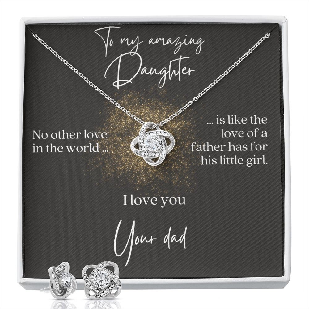 Dad To Daughter Love Knot Necklace And Earing Set No Other Etsy