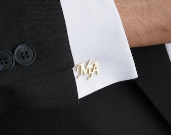 Personalized Name Cufflinks, Custom Sterling Silver Initial Cufflinks, Groomsmen gift, Groom Wedding Cufflinks, Christmas Gift, Gift for Him