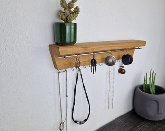 Eleganter Schmuckaufhänger - Holzdesign - Ohrringhalter -Wandbehang - Halskettenhalter - Schmuck Organizer -Holzkunst