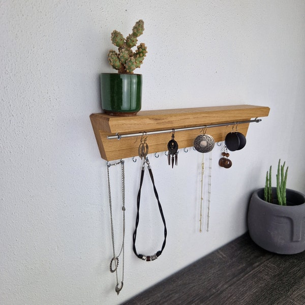 Eleganter Schmuckaufhänger - Holzdesign - Ohrringhalter -Wandbehang - Halskettenhalter - Schmuck Organizer -Holzkunst