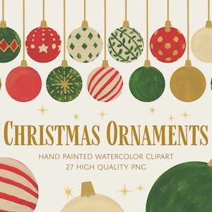clipart de enfeite de natal, ilustração de feriado em aquarela, download digital PNG