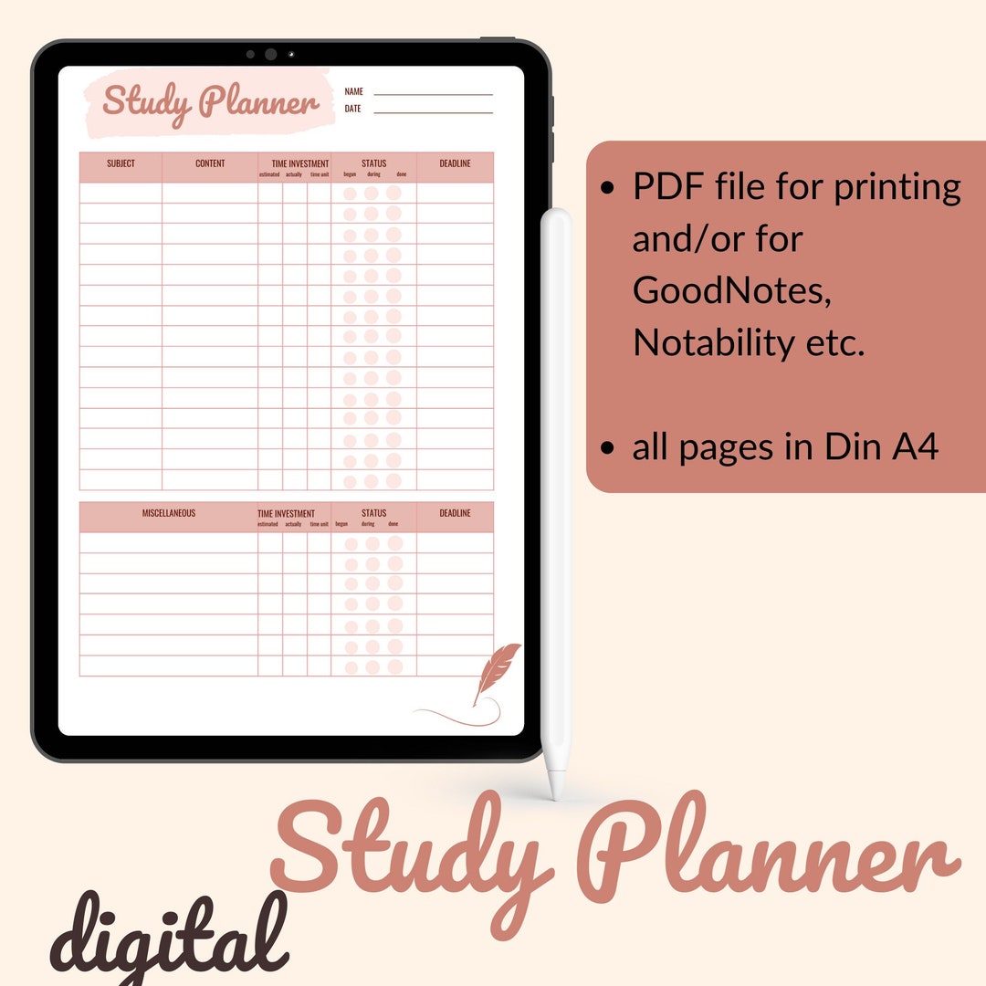 Study Plan | Student Plan | Exam Plan | PDF to Print, Fill in for ...