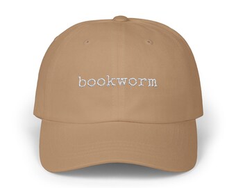 Embroidered Bookworm Dad Cap, Literary Baseball Hat, Adjustable Gift for Reader, Book Lover Accessory, Funny Bookish Apparel