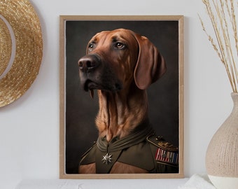 Rhodesian Ridgeback Military Portrait: Vintage Dog Art Print (Digital Download)