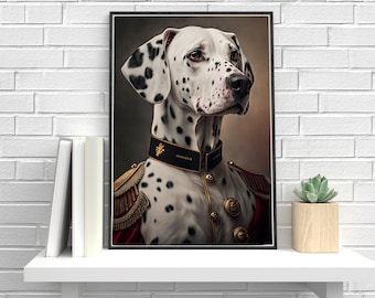 Dalmatian Military Portrait Print: Quirky Animal Art (Digital Download)