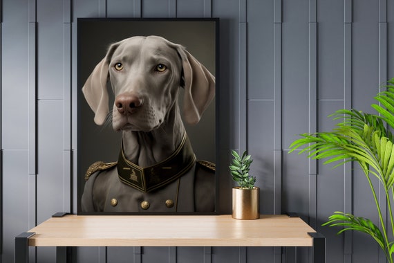 Weimaraner Military Portrait Print: Quirky Animal Art (Digital Download)