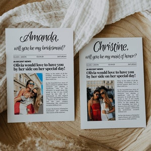 Bridesmaid Proposal Card, Bridesmaid Info Card Template, Bridesmaid Gifts, Will You Be My Bridesmaid Cards, Bridesmaid Detail Card, Canva