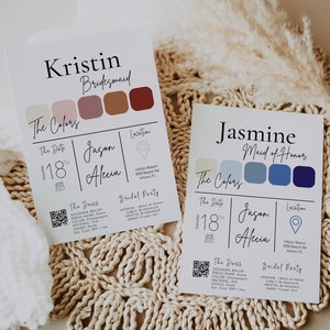 Brautjungfer Vorschlag Karte Brautjungfer Info Karte Vorlage Brautjungfer Geschenke Willst du meine Brautjungfer sein Brautjungfer Detail Karte Canva