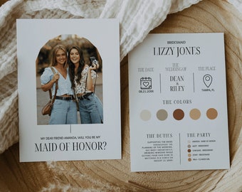 Bridesmaid Proposal Card, Bridesmaid Info Card, Bridesmaid Detail Card, Bridesmaid Card, Bridesmaid Flat Information, Color Swatch, Canva