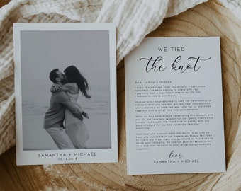 Photo Elopement Announcement Template, Editable Wedding Announcement Card, Couple Picture Card, DIY Digital Wedding Stationery