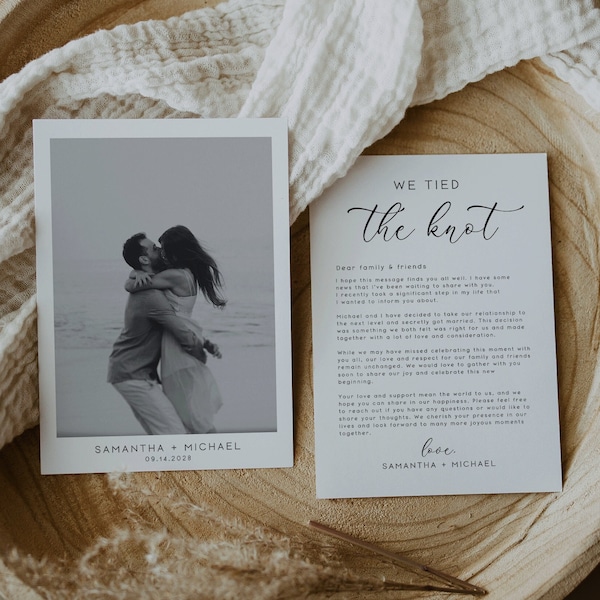 Elopement Announcement, Elopement Weddings, Photo Elopement Announcement, Wedding Announcement, We Eloped Card, Do It Yourself, Canva