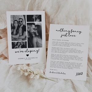 Elopement Announcement, Just Eloped Cards, We Eloped Card, Photo Elopement Card, We Tied the Knot, Minimal Wedding Elopement Card Canva